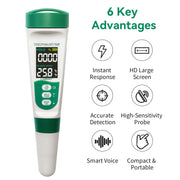 LABART 5-in-1 Digital Water Tester with Voice Function pH/TDS/EC/Salinity/Temp